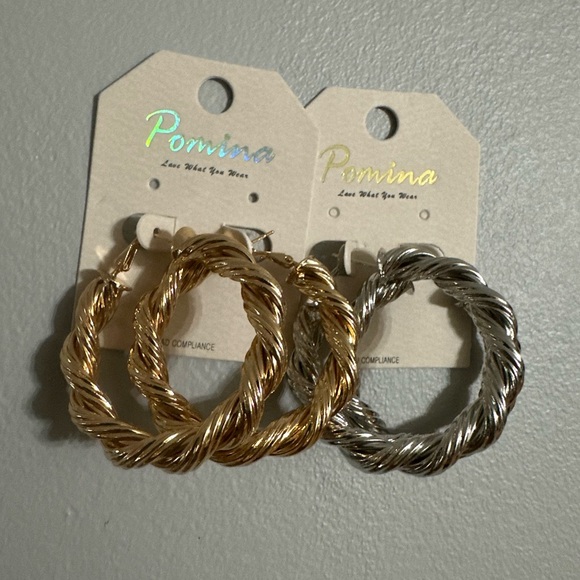 Twisted Lightweight Hoop Earring - Gold Toned or Silver Toned - Picture 2 of 3